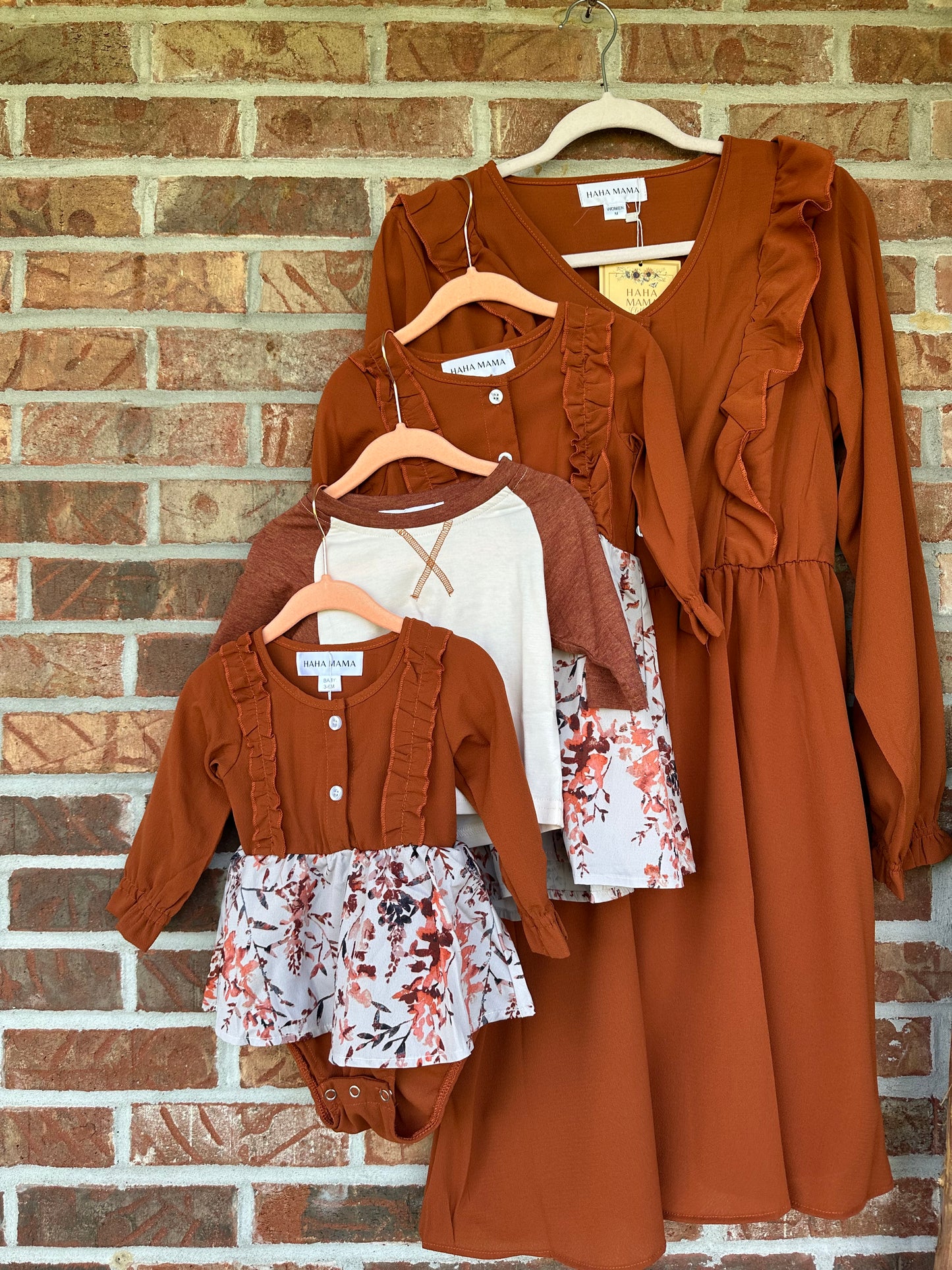 Infant Floral & Burnt Orange Onesie {Matching}