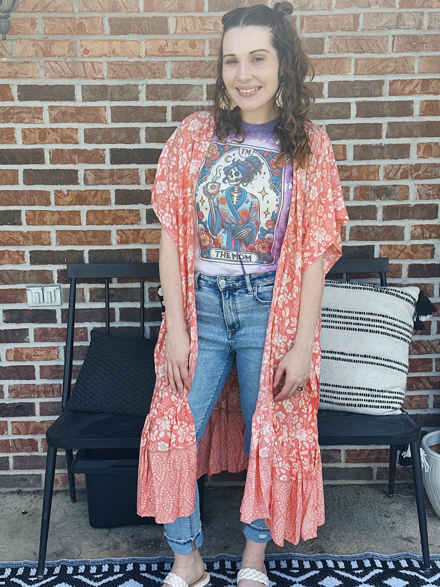 Peach Floral Duster